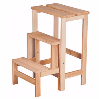 EUGENE – Tabouret Escabeau en hêtre vernis