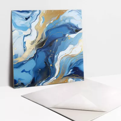 Carreaux vinyle Tulup 30×30 cm Abstraction avec de l&rsquo;or 9 pcs