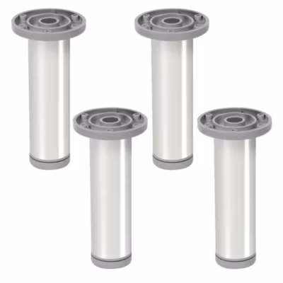 4 un. Pied de meuble rond en aluminium diamètre 40mm hauteur 200mm aluminium brillant avec régulateur de nivellement