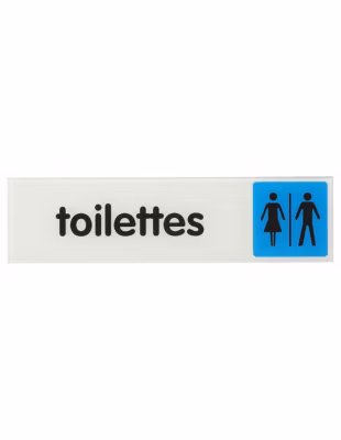 Plaque de signalisation Toilettes, plexiglass adhésif, 170x45mm – THIRARD