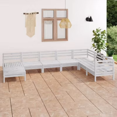 vidaXL Bois de Pin Massif Salon de Jardin 8 pcs Ensemble de Meubles d&rsquo;Extérieur Meubles de Terrasse Mobilier de Patio 3082985