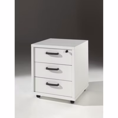 Caisson de rangement bureau 3 tiroirs coloris blanc mat . Collection SOON . Meublorama