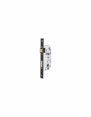 Boitier de serrure à encastrer FTH SE 50, axe 50mm, entr&rsquo;axe 70mm, carré 7mm, têtière nickelée noir mat à bouts carrés – FTH