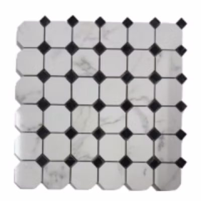 Mosaïque en céramique Noir et Blanc –  Octogone