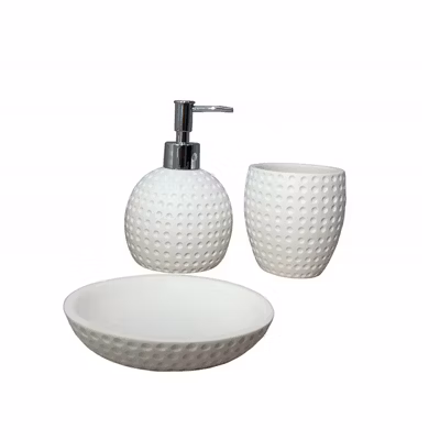 Set 3 accessoires salle de bain rond blanc – JULIA