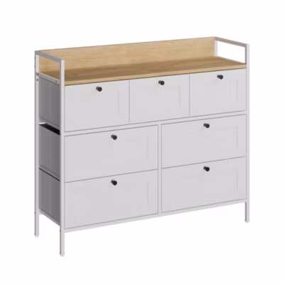 Vicco Table dappoint Blanc 98x85cm avec 7 tiroirs