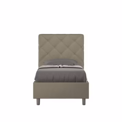Lit coffre rembourré en simili cuir Priya cappuccino 80×200