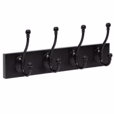 Porte manteau 4 crochets bois noirs lot de 3 piéces