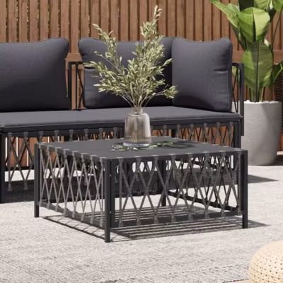 vidaXL Table de Jardin, Table Basse avec Cadre en Acier, Table d&rsquo;Appoint Flexible, Meuble de Terrasse Patio Extérieur, 364145
