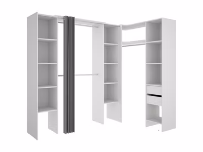 Dressing d&rsquo;angle extensible DORIAN – L164/234 cm – Blanc et gris