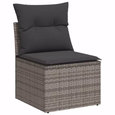 Canapé de jardin sans accoudoirs coussins gris résine tressée vidaXL