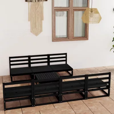 vidaXL Salon de Jardin 8 pcs Ensemble de Meubles d&rsquo;Extérieur Mobilier de Jardin Meubles de Terrasse Mobilier de Patio Noir 3075353