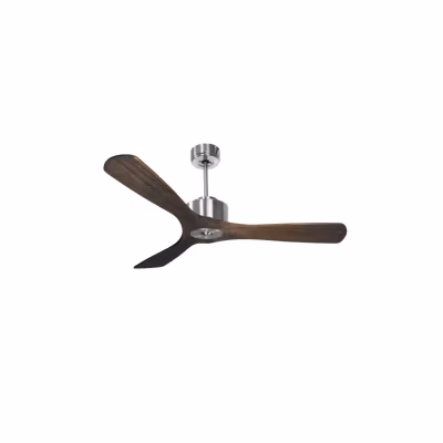 Modulo Regular Ring – Super destratificateur et ventilateur DC 132 cm Chrome pales bois sombre sans Lumière  25 à 40 m²