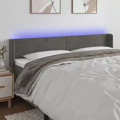 vidaXL Tête de Lit à LED Meuble de Chambre à Coucher Accessoire de Lit Double Tête de Cadre de Lit Intérieur Gris Foncé 3123023