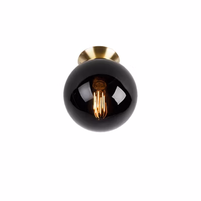 Plafonnier Art Déco en laiton avec verre noir – Pallon