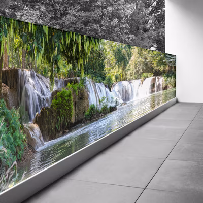 Brise vue Trompe l&rsquo;oeil – 130×422 cm – Cascades 3617689693729