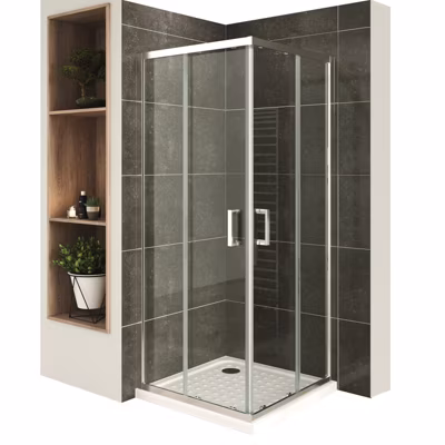 Cabine De Douche H185 70x75cm – Verre Transparent Portes Coulissantes Lana+ (sans Receveur) – Saniverre