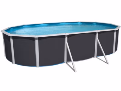 Kit piscine hors-sol acier Toi ANTHRACITE PRESTIGIO 120 ovale 640X366X120cm filtre à sable