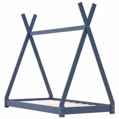 Lit simple, Cadre de lit d&rsquo;enfant Gris Bois de pin massif 80×160 cm