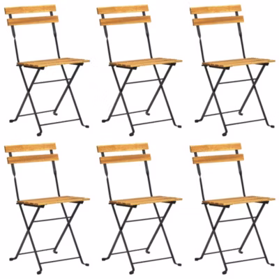 3152106 vidaXL Chaises pliables de jardin 6 pcs Acier et bois d&rsquo;acacia massif