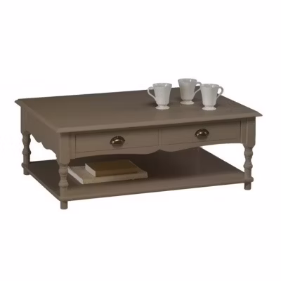 Table basse Beaux Meubles Pas Chers Taupe 100x70cm 2 tiroirs