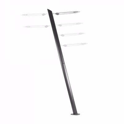Mât Voiles Ombrage En Acier Anthracite Hauteur Réglable 275cm Avec Base 75 Degrés