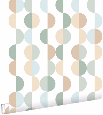 ESTAhome papier peint motif graphique vert grisé, bleu clair et beige 50 x 900 cm
