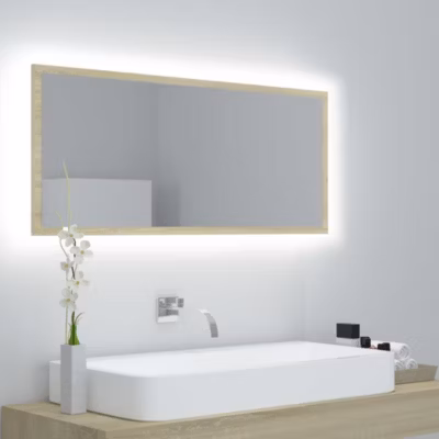 ZMH Miroir LED de salle de bain Chêne sonoma 100×8,5x37cm Acrylique