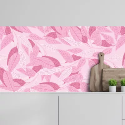 Crédence adhésive feuillages roses 30×70 cm