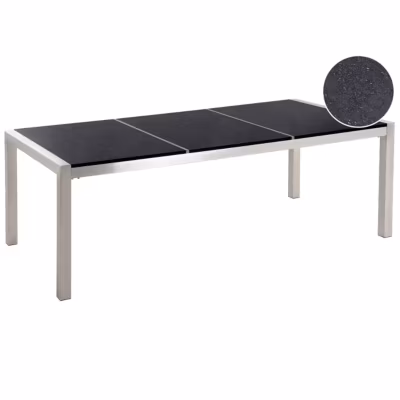 Table de salle à manger de jardin GROSSETO 220 cm 100 cm Poli Granit Noir
