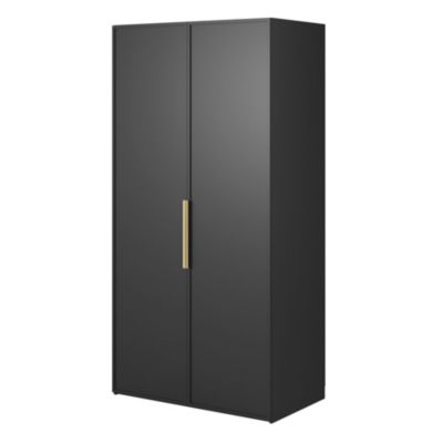 Armoire 2 portes avec tringle et tiroirs 100 cm FRAME noir