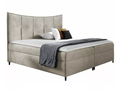 Lit continental Baltimore 178, Double, Brun clair, Tissu, Disponible
