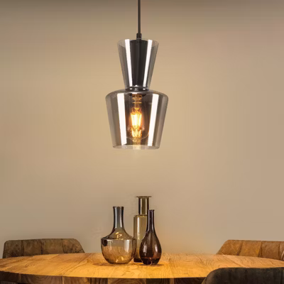 ZMH Suspension Salle à Manger 1/3 Flammes E27 Gris Fumé Suspension Chambre Hôtel