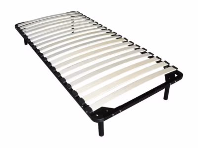 Sommier cadre à lattes 90 x 190 cm – 19 lattes – Avec pieds- Noir – KALISTA de YSMÉE