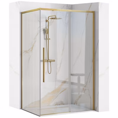 Cabine De Douche Rea Solar 100X80 Brush Gold + Receveur De Douche Savoy Black