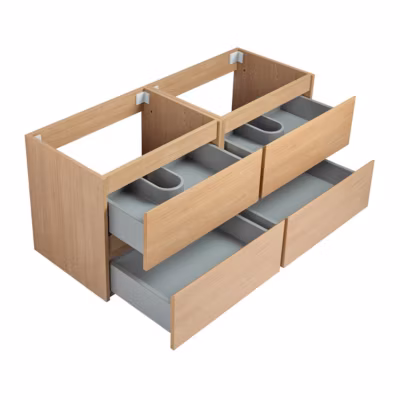 Pack Meuble prémonté 120 bois-Vasque résine-Robinets noir-Miroirs JOY – bain-bain