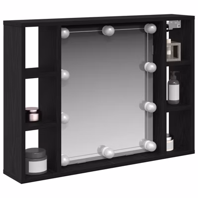 Armoire Murale à miroir, Armoire de Toilette, Meuble Salle de Bain Chêne noir 76 x 15 x 55 cm Bois d&rsquo;ingénierie