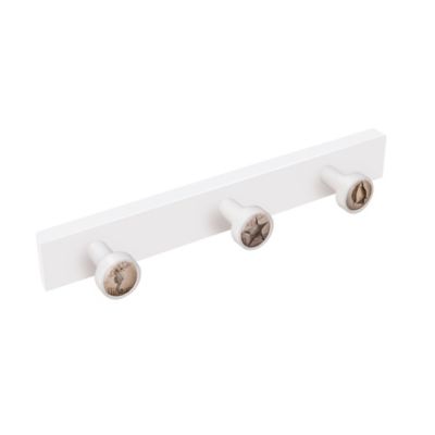 Portemanteau Patère mur boutons laqué blanc coquille mar Vintage Retro 385x50MM