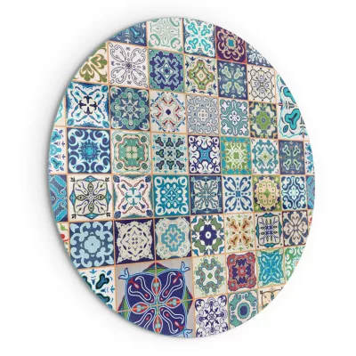 Plaque de Sol décorative Cheminée Wallfluent fi50 cm Motifs de mosaïque sur carreaux Verre Trempé Imprimé
