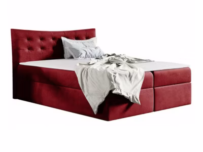 Lit continental Baltimore 157, Double, Rouge, Tissu, Disponible