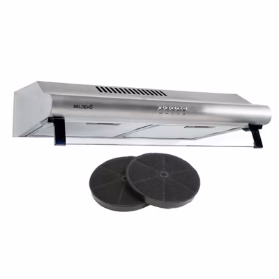BELDEKO – Hotte Casquette / Visière 60 cm INOX  240 m3/h  2 Filtres à charbon
