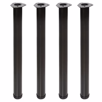 4 un. Pied de table rond en acier diamètre 60mm hauteur 870mm peinture noire avec régulateur de nivellement