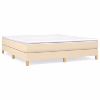 Lit double, Lit adulte, Cadre de lit à ressorts crème 160×200 cm tissu