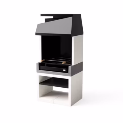 TUOZI – Barbecue fixe pour bois et charbon KITAWAY OTTE (Gris/Blanc – 84x63x192cm) REF: T00527 – Espace de cuisson extra-large