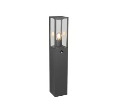 Potelet extérieur détecteur E27 60W anthracite verre clair – Trio – Garonne