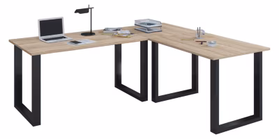 Bureau Lona H. 76 x L. 160 x P. 160 cm Noir/Sonoma Eiche