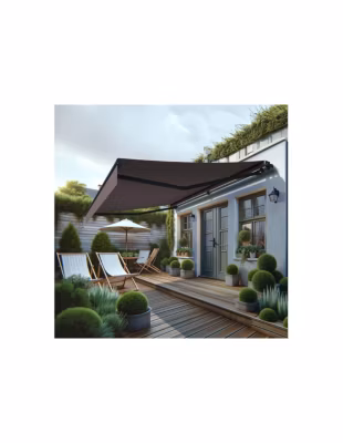 Store banne monobloc MEILE 3,00 x 2,00m (Manuelle – Taupe – Gris anthracite)