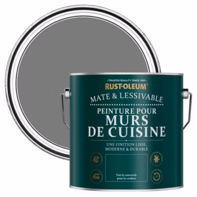 Peinture Grise Résistante aux projections et lessivable pour Murs de Cuisine, Mate – RUST-OLEUM – Gris Ombre 2,5 L