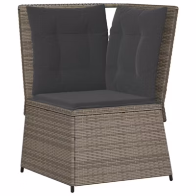 Canapé d&rsquo;angle de jardin avec coussins gris résine tressée vidaXL