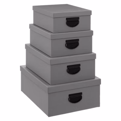4 boîtes effet jute Gris – 5Five
